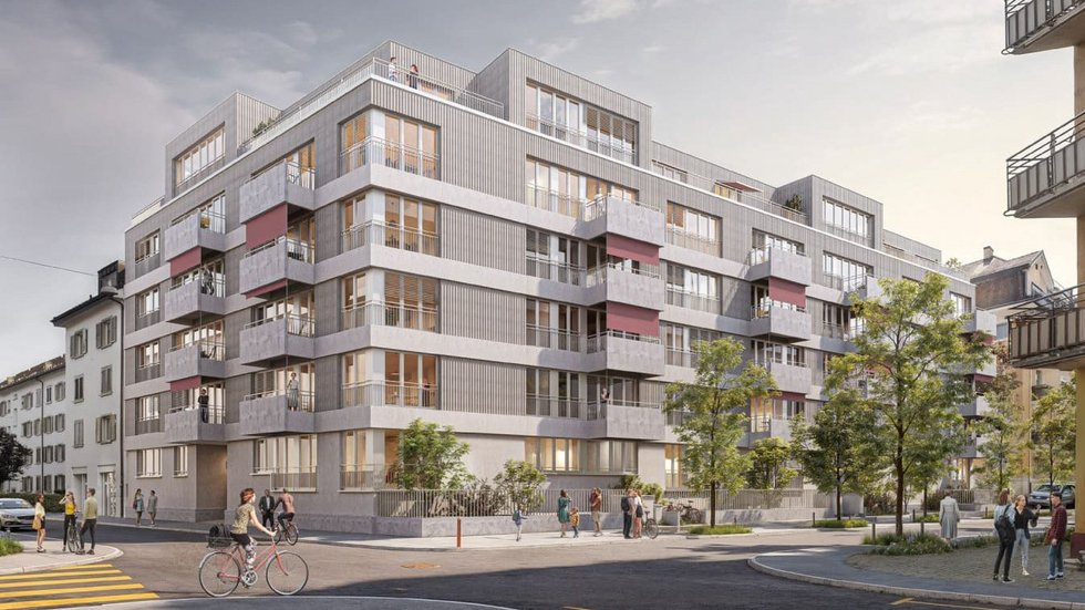 Zypressenstrasse, Zürich baut Implenia ein Bürohaus in ein Wohnhaus mit 53 modernen Wohnungen um